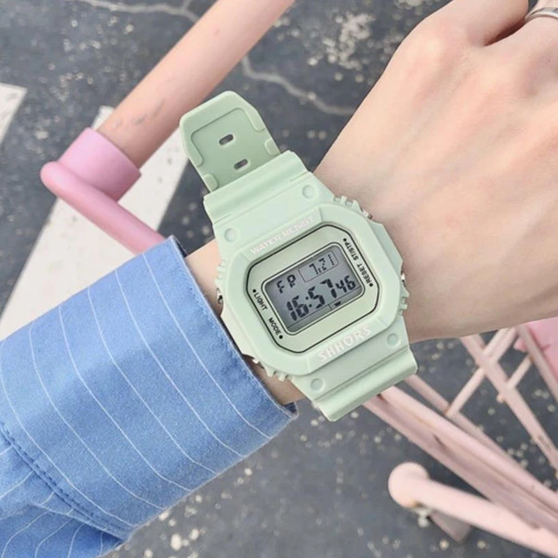 Moda transparente relógio digital quadrado relógios femininos esportes à prova dwaterproof água relógio eletrônico reloj mujer dropshipping