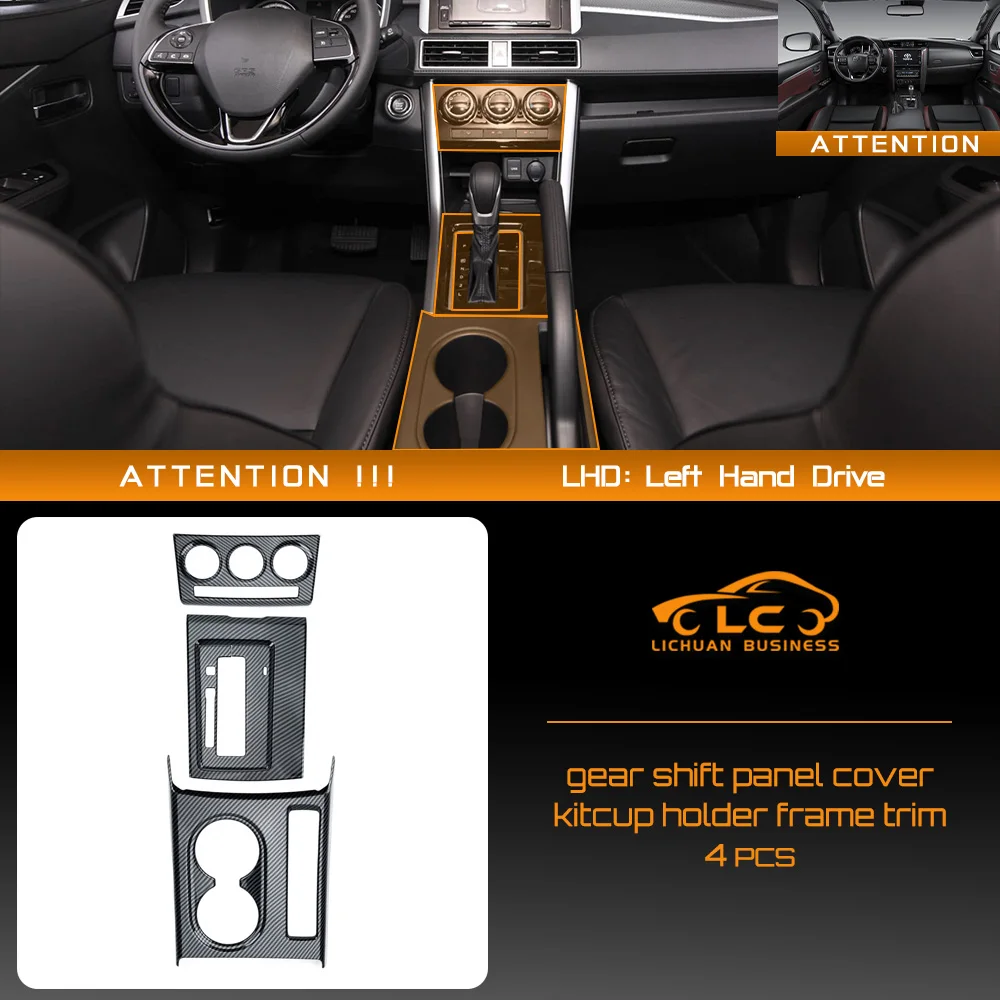 Para Xpander Mitsubishi Xpander Cross 2016-2026 Panel de consola central soporte para vasos cubierta de cambio de marchas ABS Color de fibra de carbono