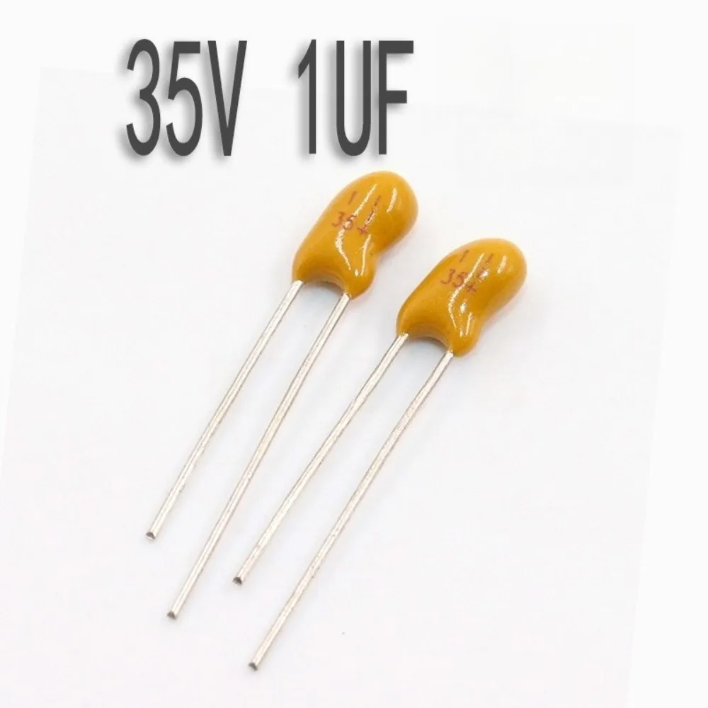 

50pcs Tantalum Capacitor 35V 1uF Radial Leaded Low ESR High Stability for Audio Circuit Power Supply