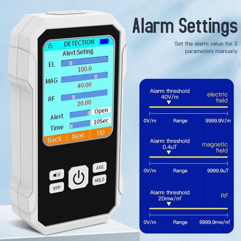 Digital Electromagnetic Radiation Detector Electric Field Magnetic-Field Intensity Tester EMF Meter VT-ER2