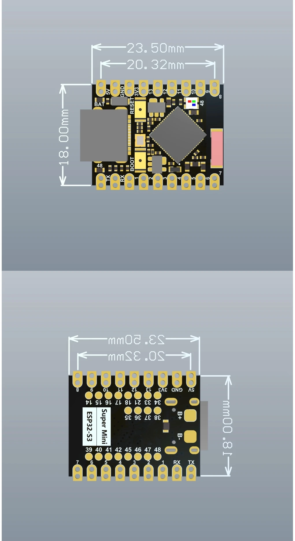ESP32-S3 SuperMini Board WiFi BLE 5.0 Typ-C ESP32-S3FH4R2 Dual-Core Entwicklungsboard Kompatibel mit Arduino IDE MicroPython – Detail 1