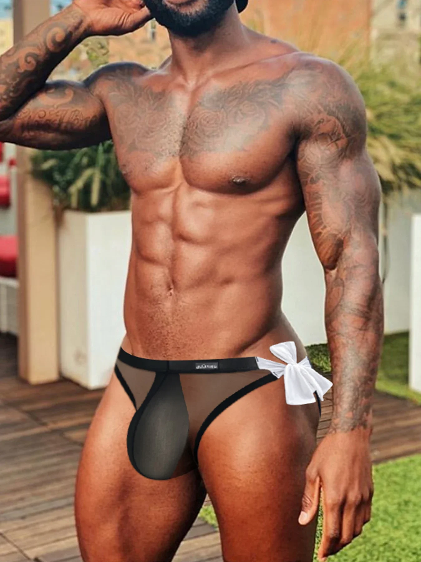 Sexy Men's Hollow Bandage Underwear Ice silk Soft Men Low Waist Briefs Transparent Ultrathin Quick dry Man U convex Underpants