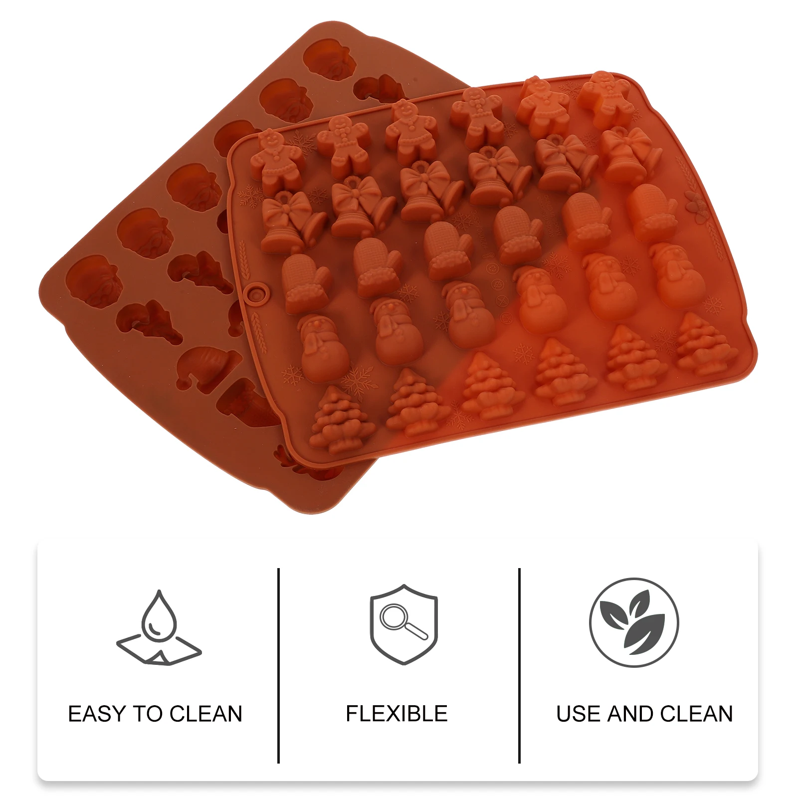 

2 Pcs Candy Mold Molds Xmas Christmas Fondant Shape Holiday Silicone For Chocolate Biscuit Baby