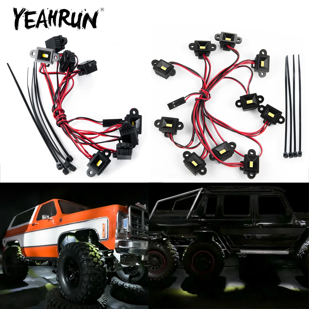 YEAHRUN 4/8/10 фонарей, группа светодиодных фонарей для бровей для TRX-4 TRX-6 Axial SCX10 III Wrangler 1/10, детали для украшения радиоуправляемого автомобиля