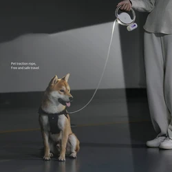 New pet leash LED night light one-click retractable dog leash medium and large dog leash dismantling garbage box