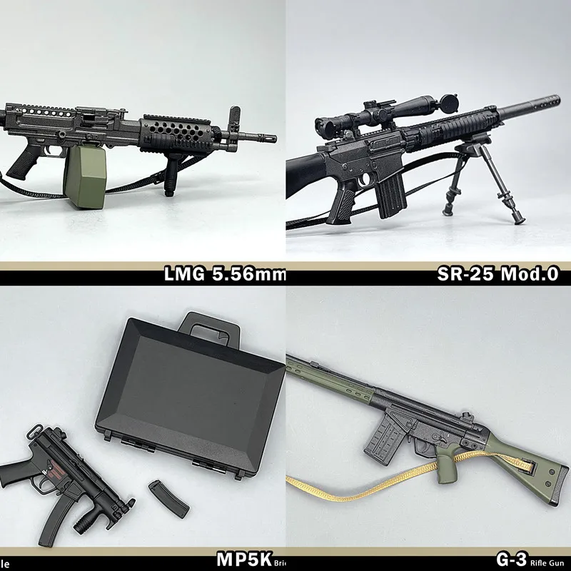 NEW 1/6 G3 Rifle SR-25 Mod.0 LMG5.56 MP5K Weapon Plastic Model Military Collection For 12inch Figure Soldier in Stock