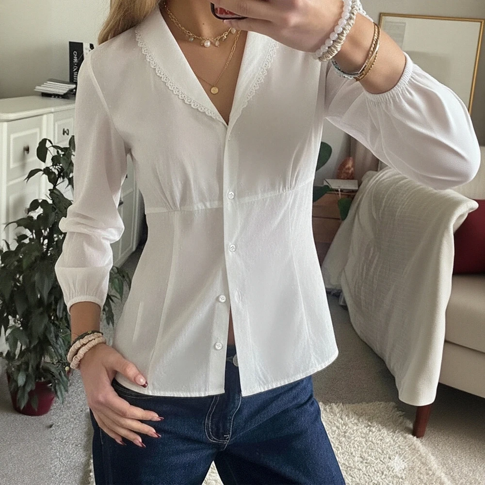 

Осенняя рубашка в повседневном стиле с круглым вырезом без украшения, женский топ, модная удобная повседневная одежда