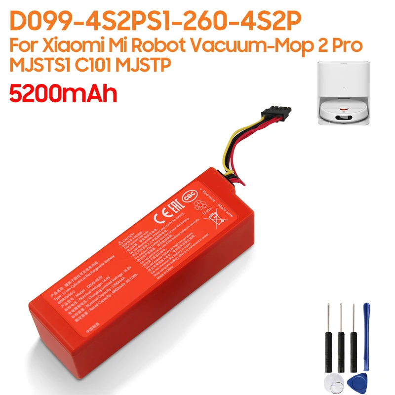 

Replacement Battery D099-4S2P S1-260-4S2P For Xiaomi MIJIA Mi Robot Vacuum-Mop 2 Pro MJSTS1 C101 MJSTP Cleaner Battery 5200mAh