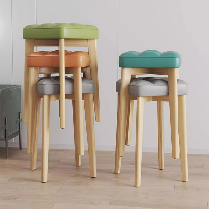 

Modern Comfortable Wooden Stool Household Living Room Makeup Dinning Stool Simplicity Taburete Silla Cocina Home Furniture