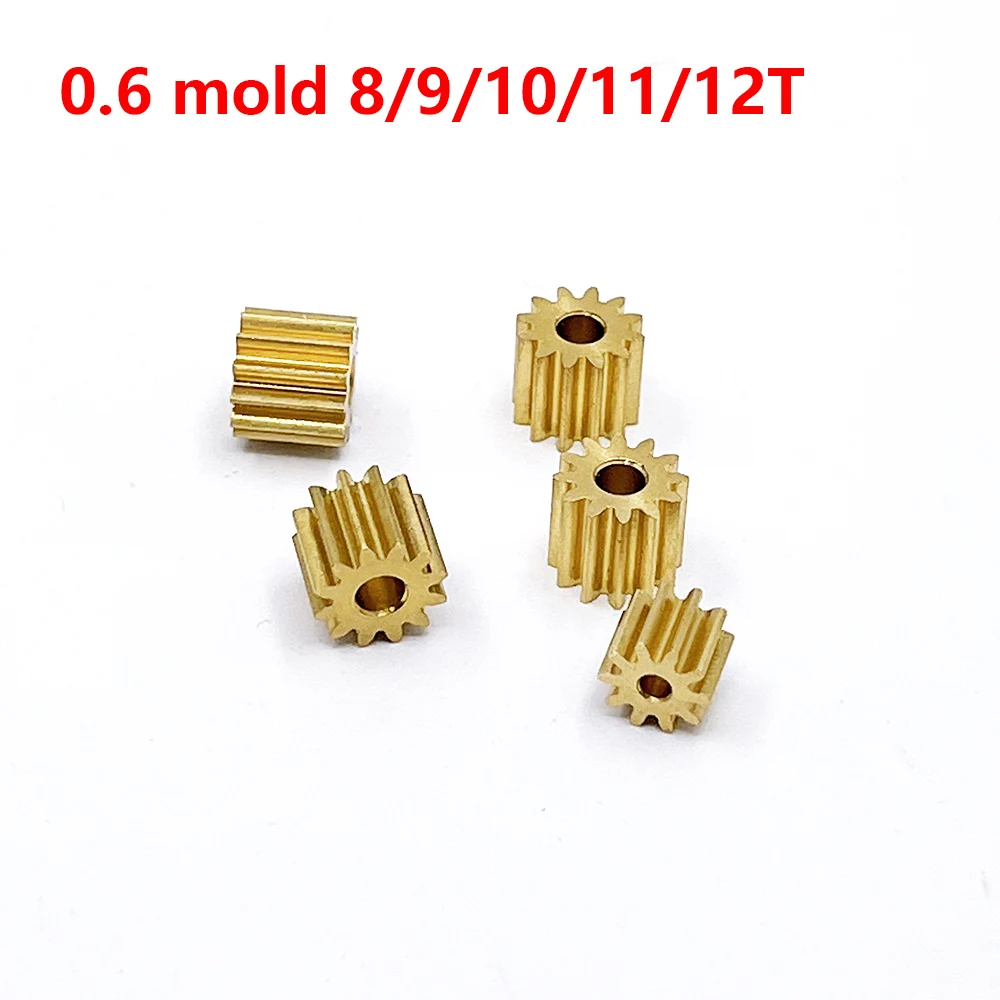 0.6 Modulus 8T 9T 10T 12T Teeth Copper Metal Gear 1.98mm Aperture Motor Spindle Gearwheel Fit  2mm 3.175mm Shaft