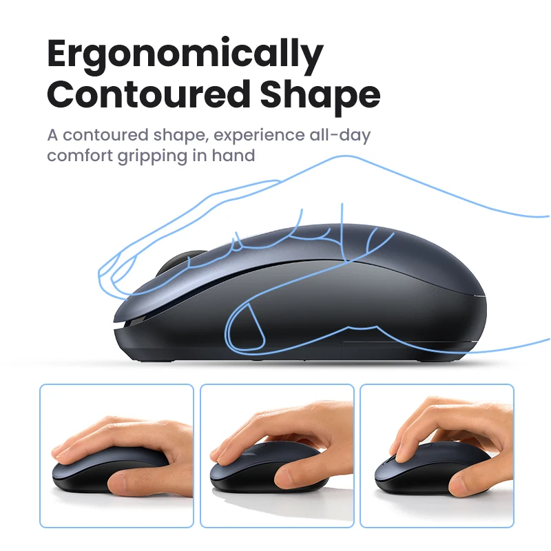 UGREEN Mouse Wireless Ergonomic Shape Silent Click 2400 DPI For MacBook Tablet Computer Laptop PC Mice Quiet 2.4G Wireless Mouse