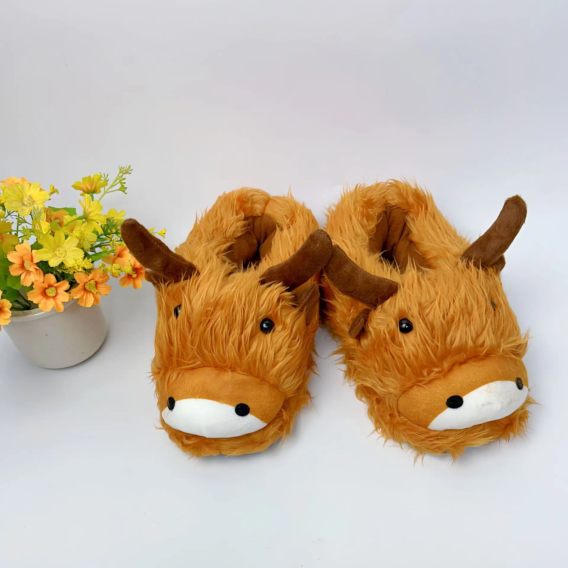 الياك الحيوان نعال قماش شتاء جديد الإبداعية المنزل الدافئة سميكة أحذية قطنية أسفل الكرتون نعال قماش لينة لطيف مهرجان هدية #5