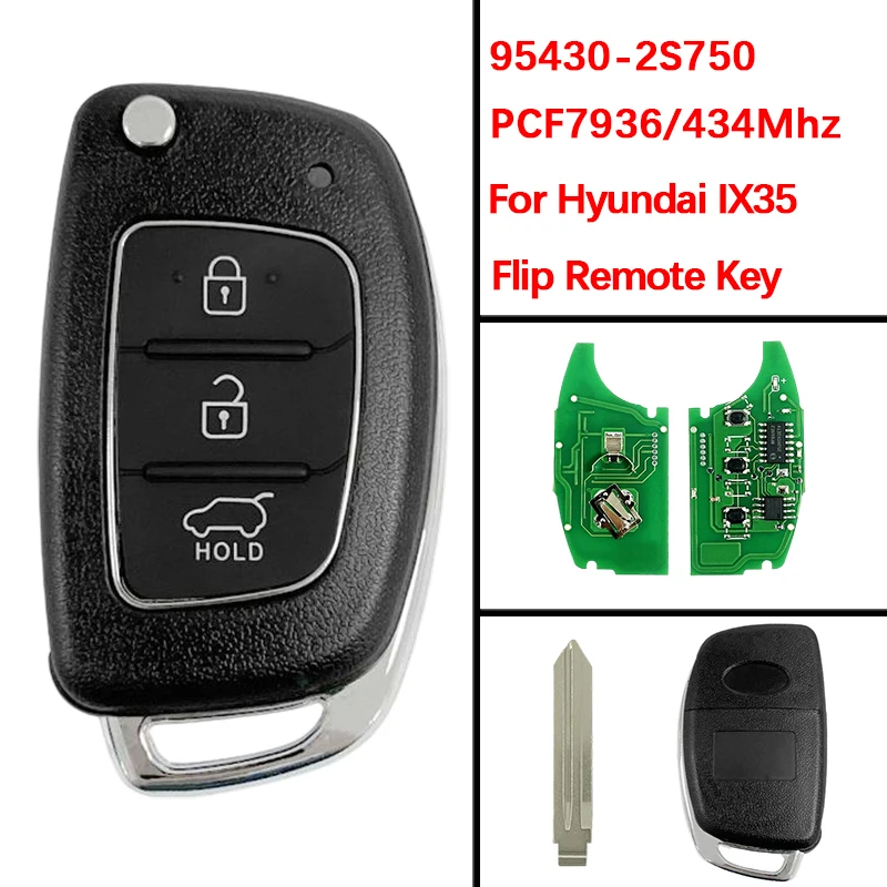 

CN020050 Aftermarket 3 Buttons Flip Remote Key Fob FCC 95430-2S750 OKA-865T (LM FL-TP) 433 Mhz For Hyundai IX35 Tucson 2013+