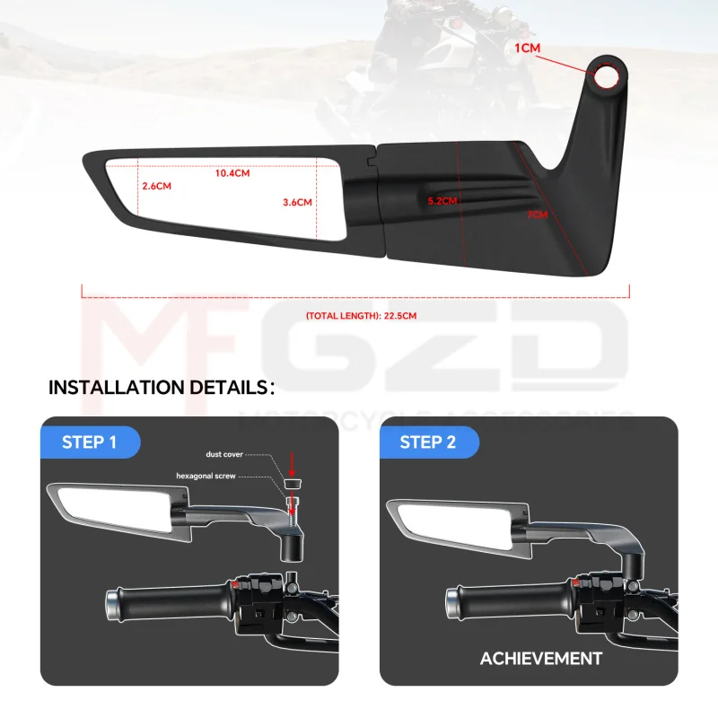مرايا الرؤية الخلفية لجناح الدراجة النارية مرآة جناح خفية قابلة للتعديل لأبريليا تونو 660 تونو V4