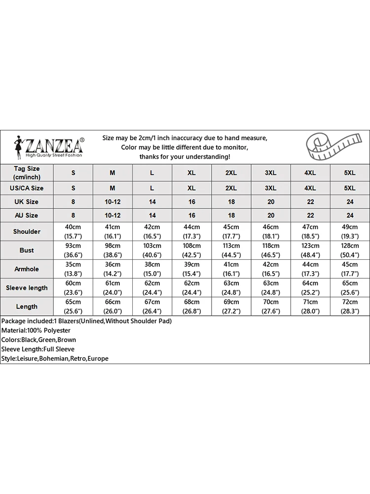 ZANZEA Blazer kerah Lapel wanita, jaket kerja kasual lengan panjang leher Lapel, pakaian kantor Solid Musim Semi 2024