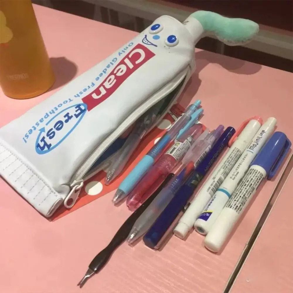 Desktop Organizer Toothpaste Pencil Case Cosmetic Pouch Large Capacity Stationery Bag Pencil Holder Pencil Cases Pencil Bag