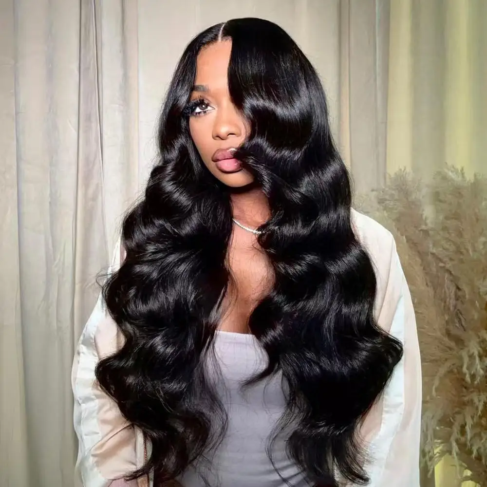 Raw Vietnamese Hair 13x4 5x5 Drawstring Wear Go Glueless Wig Pre-Cut HD Lace Wig Body Wave Pre Bleached Knots 250% Density
