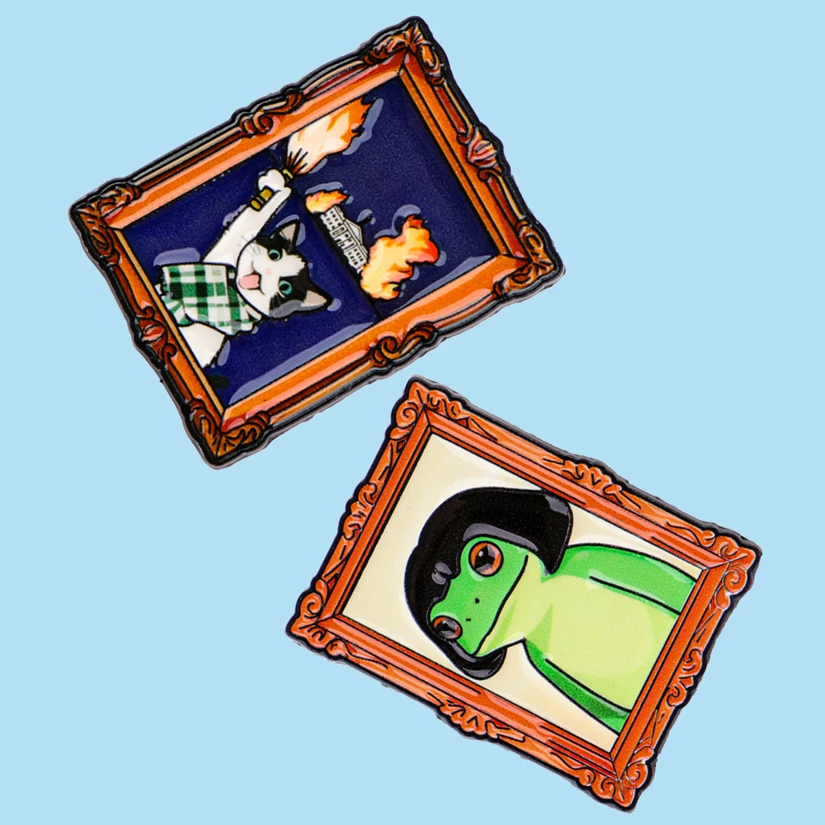2 teile/satz Ölgemälde Foto Rahmen Emaille Pin Broschen Für Anstecknadeln Abzeichen auf Rucksack Tücher Zubehör Mode Schmuck Geschenke