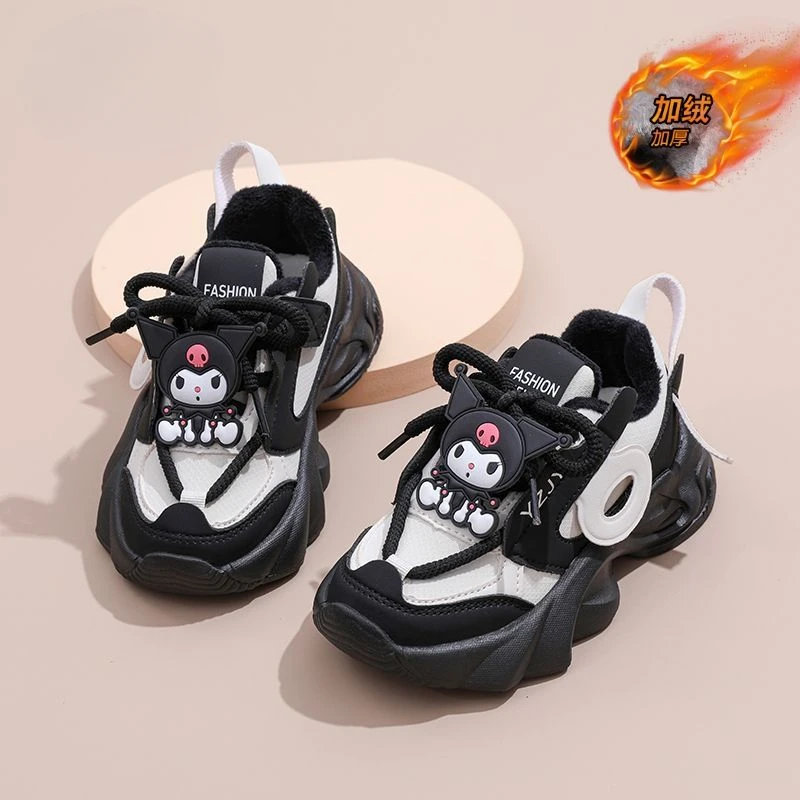 Sanrio Kuromi cute creative cartoon pattern new lightweight breathable wear-resistant anti-slip plus velvet warm sports shoes