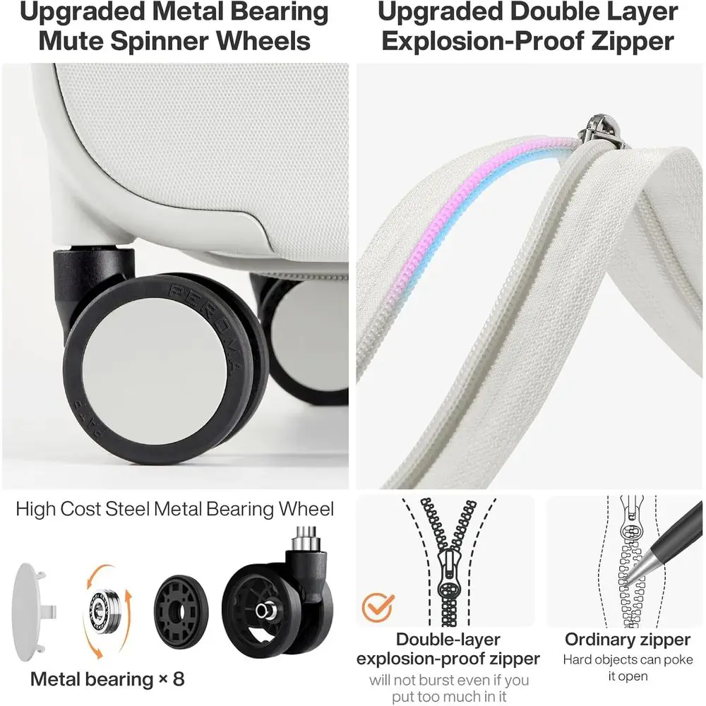14 Lightweight Hardside Spinner Suitcase with TSA Lock, Carry-On Size, Fine Grid Smoke White