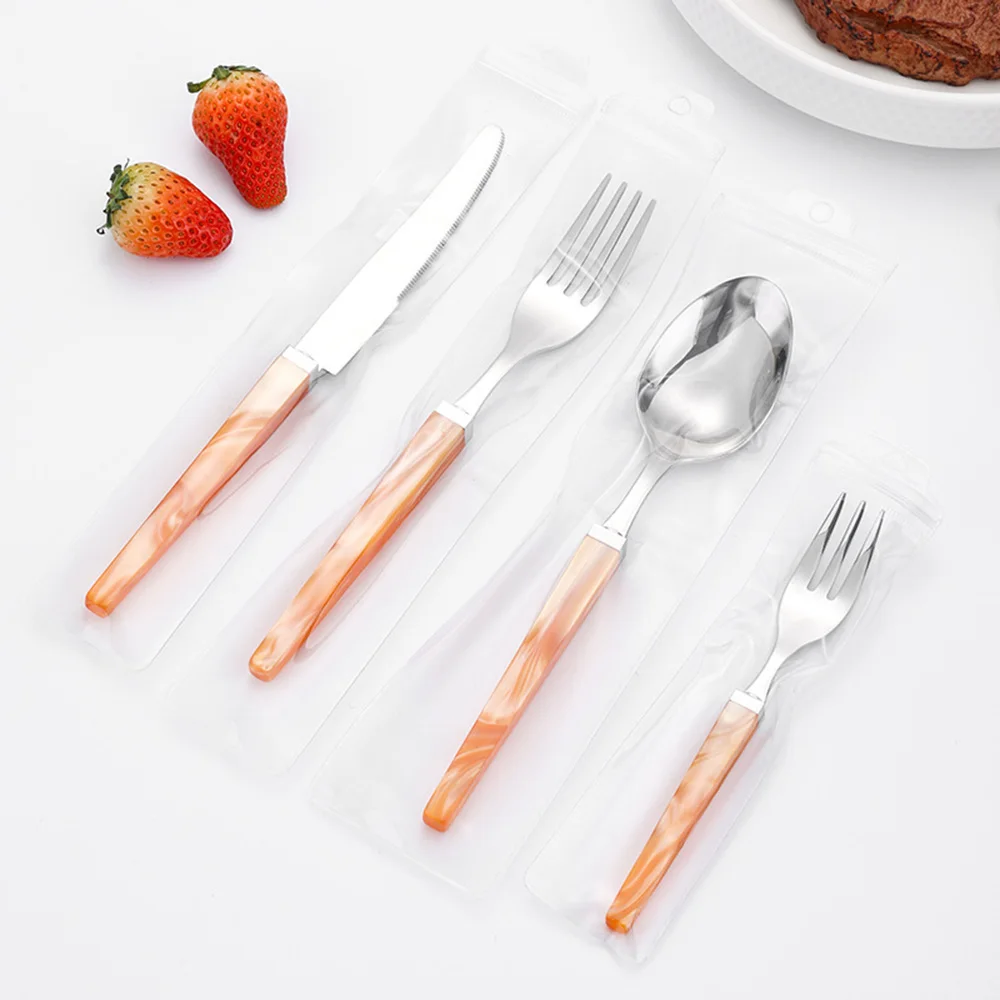 

Набор столовых приборов из нержавеющей стали 304, 6 предметов, с мраморными ручками: французские ножи для стейка, вилки и десертные ложки для дома и ресторана