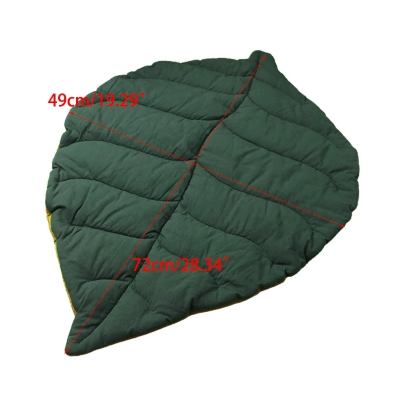 F62D Creatively Leaf Shape Rugs ผ้าห่มผ้าฝ้ายที่เป็นมิตรต่อผิวสำหรับเสื่อรองคลานสำหรับทารก