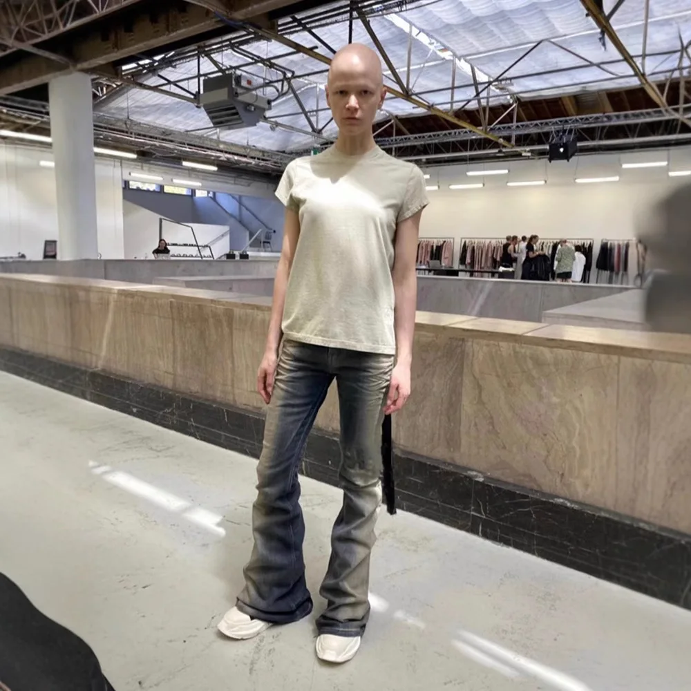 هاي ستريت جان السراويل RO نمط الرجال غسلها التدرج عالية تمتد طول الأرض عادية مايكرو متوهج ضيق التخسيس الدينيم بانت #5