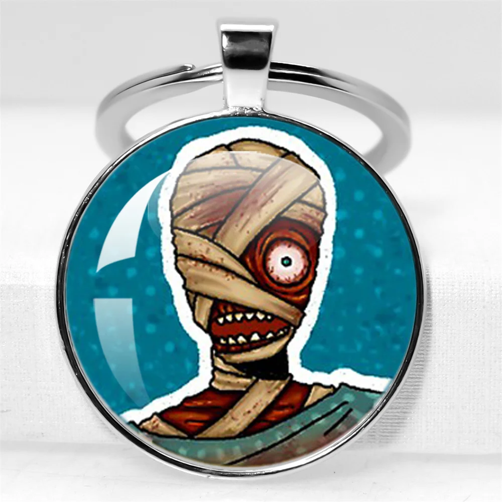 Horror Game Mouthwashing Jimmy Curly Anya Daisuke Sallyface Glass Pendant Keychain Jewelry Accessories Key Ring Fans Gift