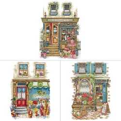 Shop Series DIY Landscape Cross Stitch Kit 14CT 16CT 11CT Count Stamped Canvas Printed Fabric Set DIY Embroidery Home Decoration