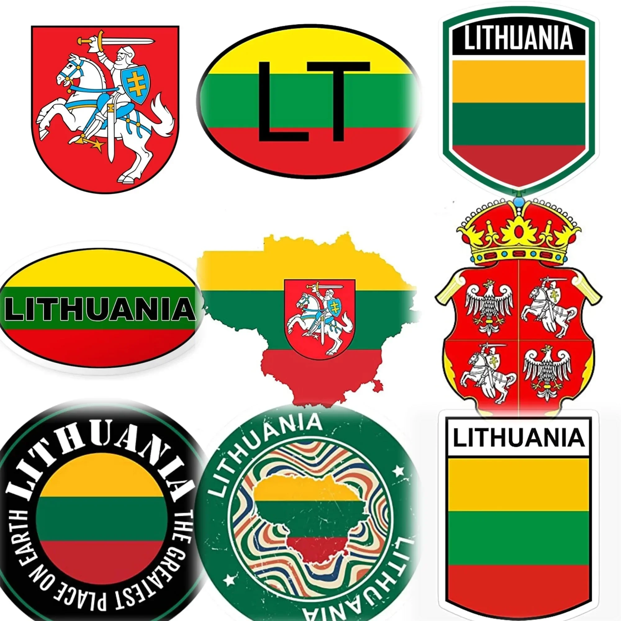 

Lithuania LT Flag Map National Emblem Creative PVC Sticker for Decorate Car Truck Helmet Window Fridge Wall Decal Accessories