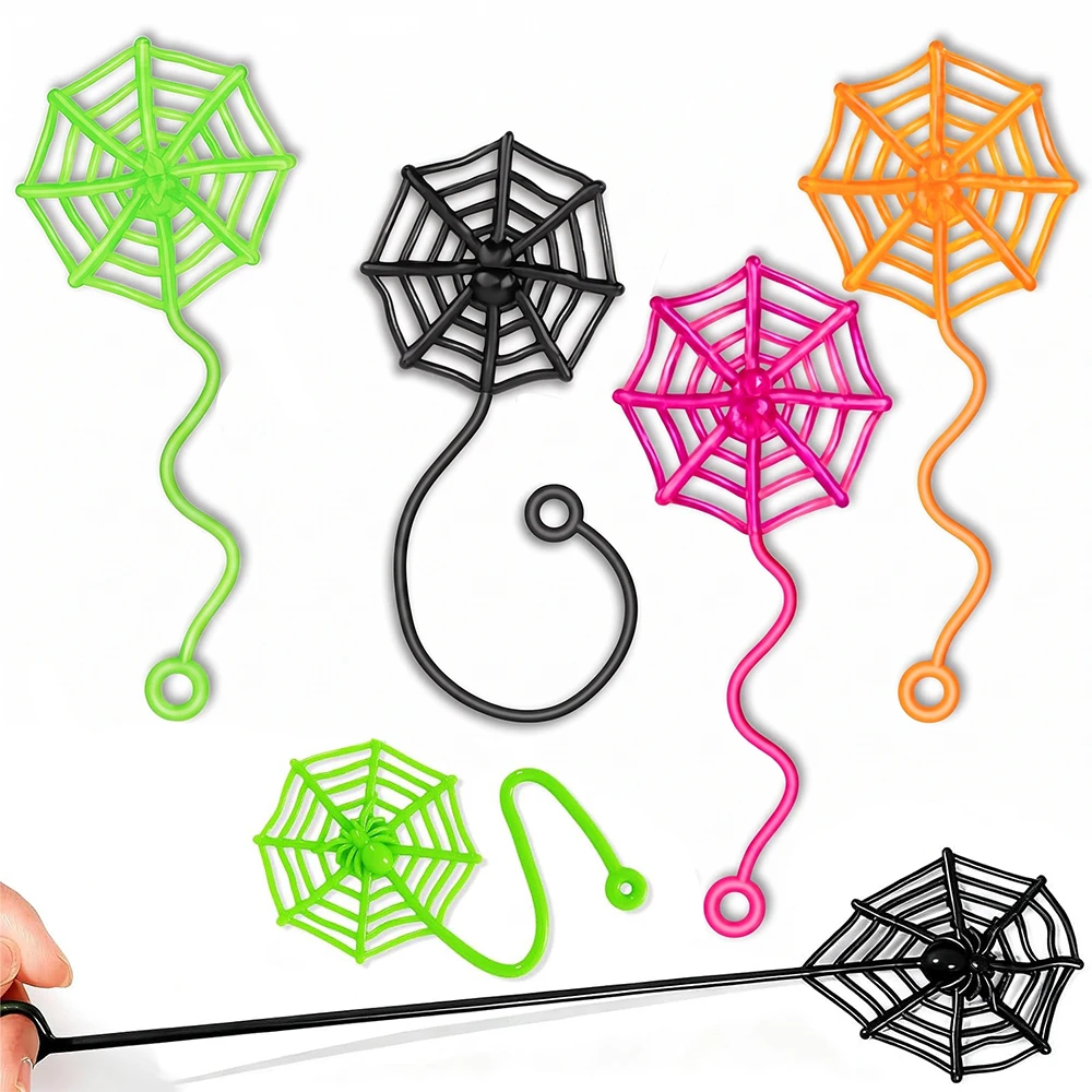 8/12/24Pcs Spider Party Favor Colorful Sticky Hands Spider Web Classroom Prizes…