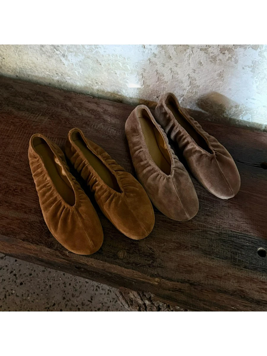 handmade-leather-ballet-flats-gentle-style-flat-bottom-round-head-slip-on-comfortable-women's-fashion-casual-shoes