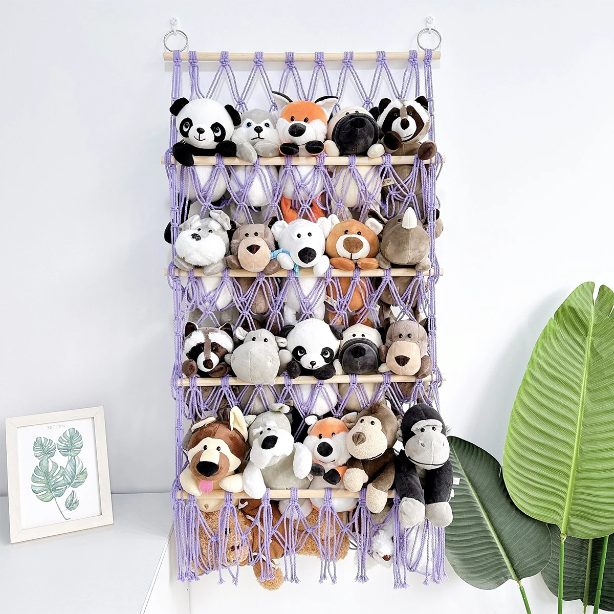 New Plush Animal Toy Network Plush Animal Storage Rack 4-layer Bohemian Storage Rack Wall Mounted Storage Rack