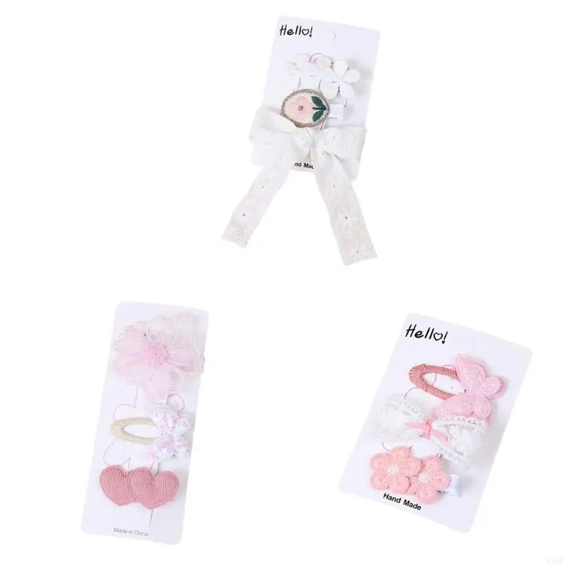 F19F Lace Embroidery Flower Hair Clips Hair Accessory Hairpin Hair Clips for Girls Kid Child Toddlers Headwear Barrettes