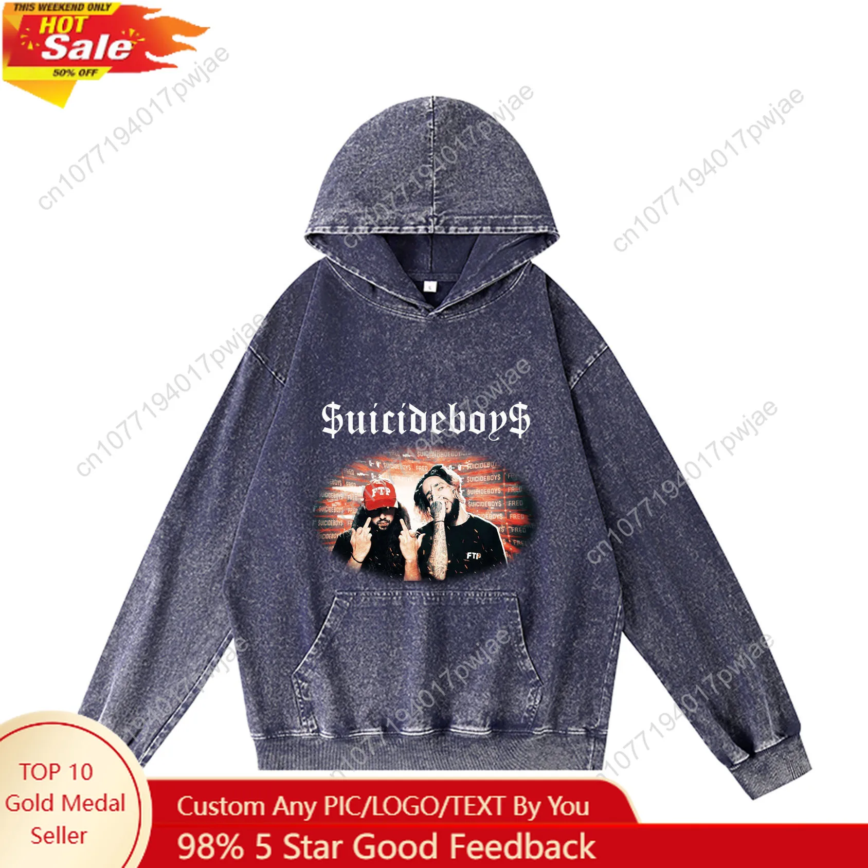 เสื้อฮู้ดดี้ฮิปฮอป Suicideboys สำหรับผู้ชายและผู้หญิง สไตล์วินเทจ มีกระเป๋า เสื้อโอเวอร์ไซส์ สามารถสั่งทำได้