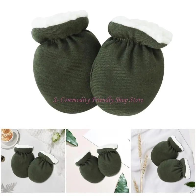 

85AE Solid Color Full Finger Baby Gloves Thicken Warm Mittens Anti-grab Newborns Gloves Soft & Comfortable Hand Gloves