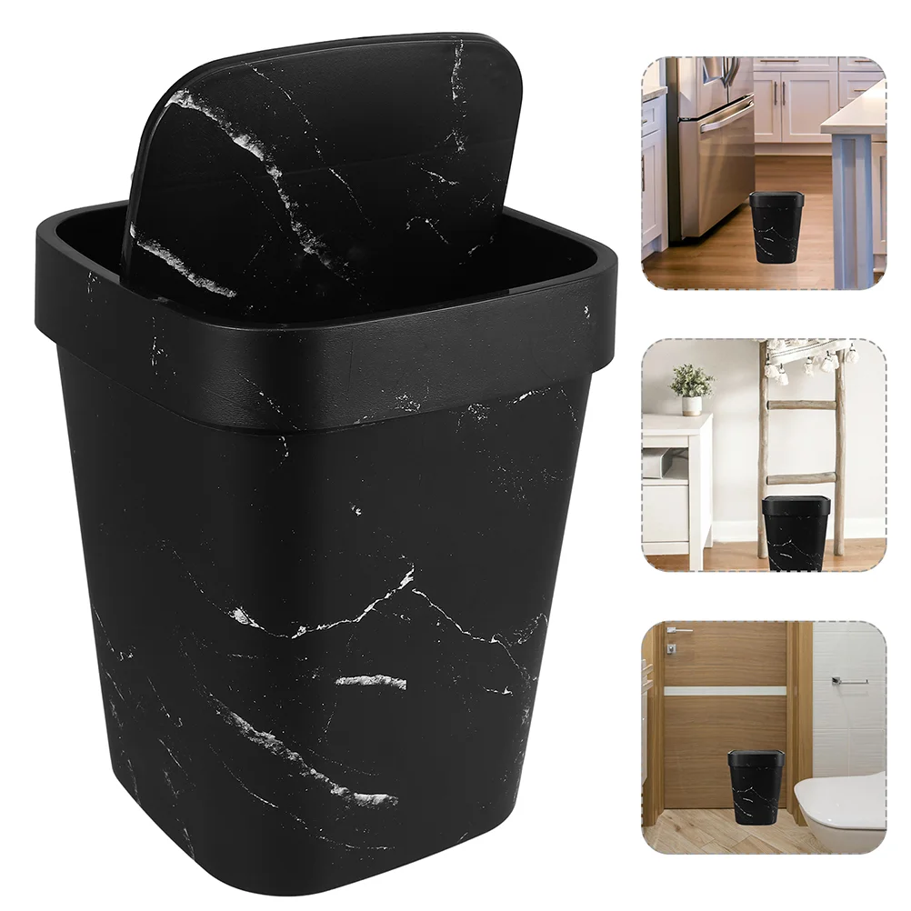 Marbled Trash Can Bathroom Waste Storage Bin Food for Kitchen Garbage Litter Boxes