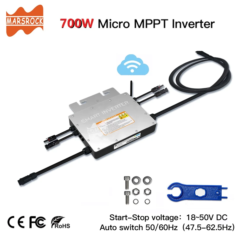 700W Portable Solar Grid Tie Smart Micro Inverter Converter MPPT 18V-50VDC To 80V-280VAC For 300-350W PV,Ship From EU Brazil US