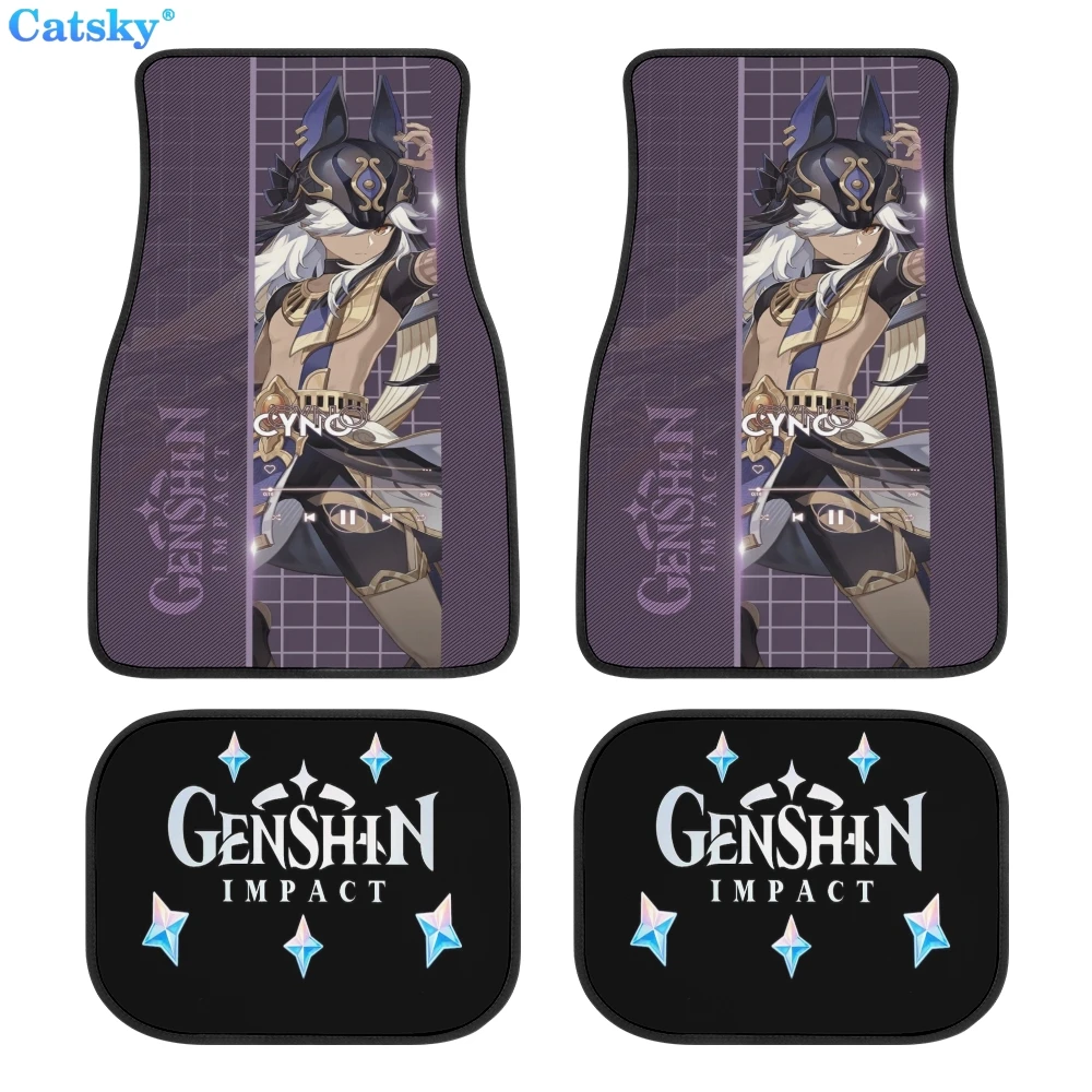 Genshin Impact anime Car Floor Mats Universal Front/Rear 4 Pieces Interior Accessories Rug Car SUV Truck Floor Mats Rubber