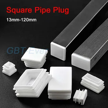 1-20Pcs 13-120mm White Plastic Pipe Inner Plug Dust Cover Square Steel Tube Blanking End Cap Bung for Furniture Chair Table Leg