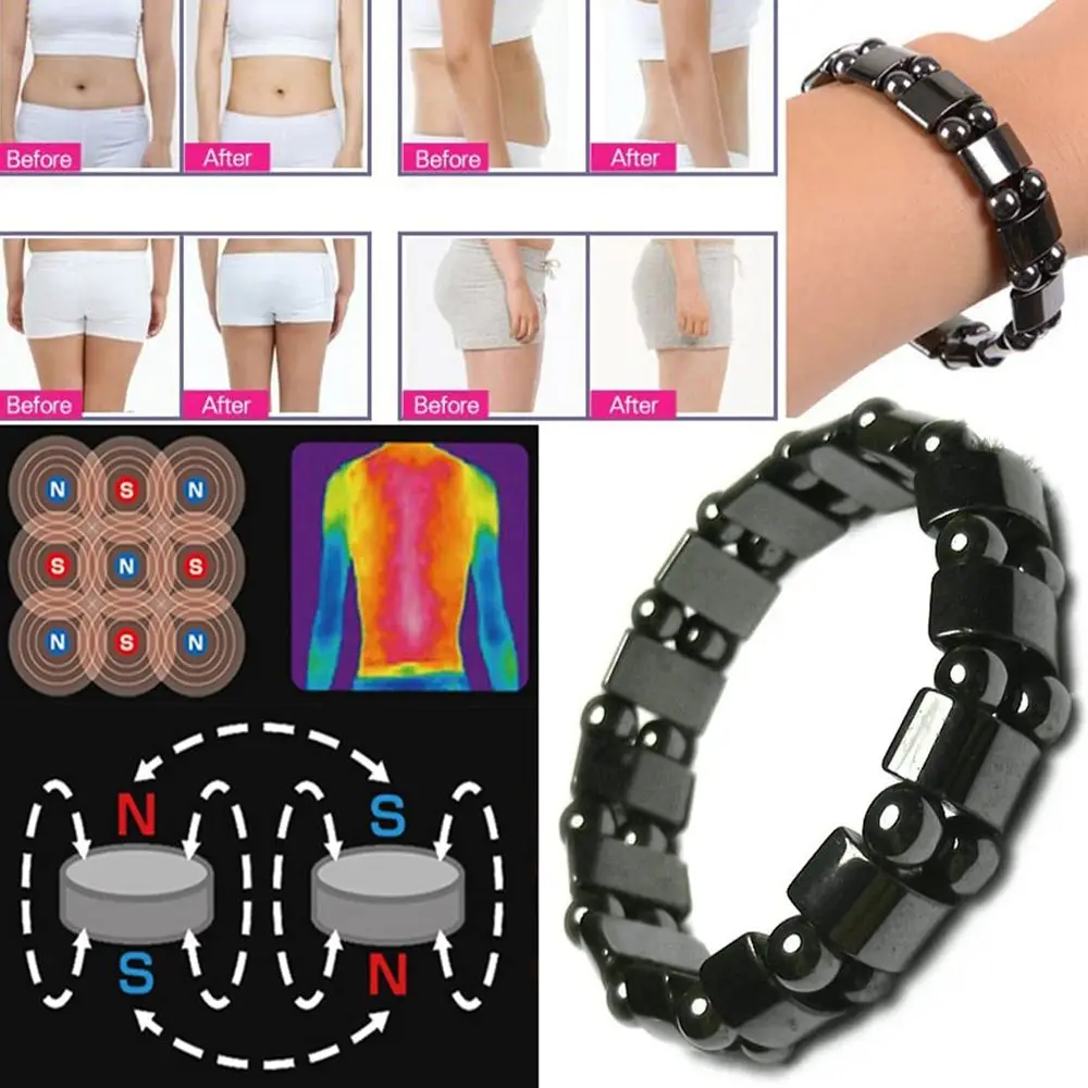 New Pure Hematite Magnetic Detox Bracelet for Women Men Anxiety Relief Improve Sleep Anti Swelling Hematite Bracelet Anklet