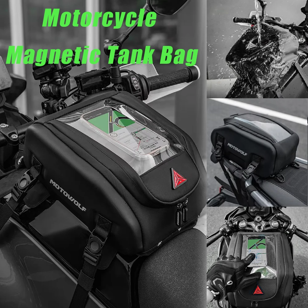 Large Capacity Motorcycle Tank Package Rear Seat Bag Multifunctional Magnetic Mobile phone navigation bag Rear Seat Side Bag