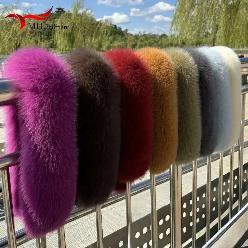 

Womens Real Fox Fur Collar Oversized Furry Raccoon Luxury Soft Large Scarf Female Winter Cute Headband Clothes Hat Shawl