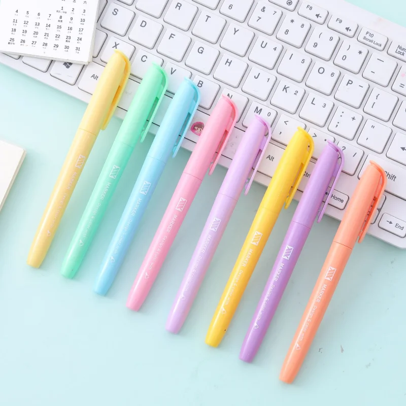 Macaron Highlighter Pen Color Creative and Dazzling Student Note-taking Key Doodle Novelty Pretty Stationery School Supplies