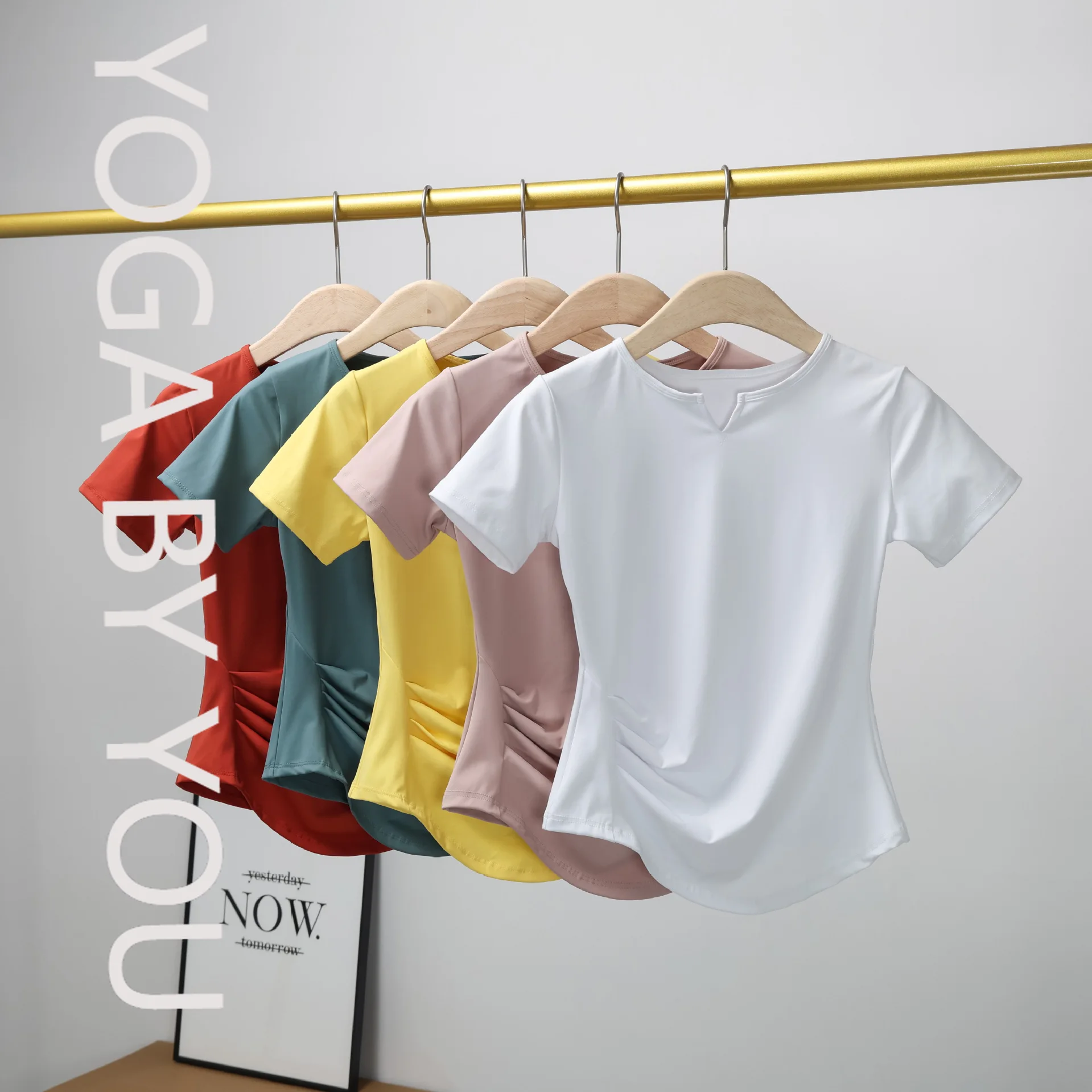 

Sports T-shirt women's tight-fitting and thin quick-drying clothes, breathable and fashionable running, white yoga top, short-sl