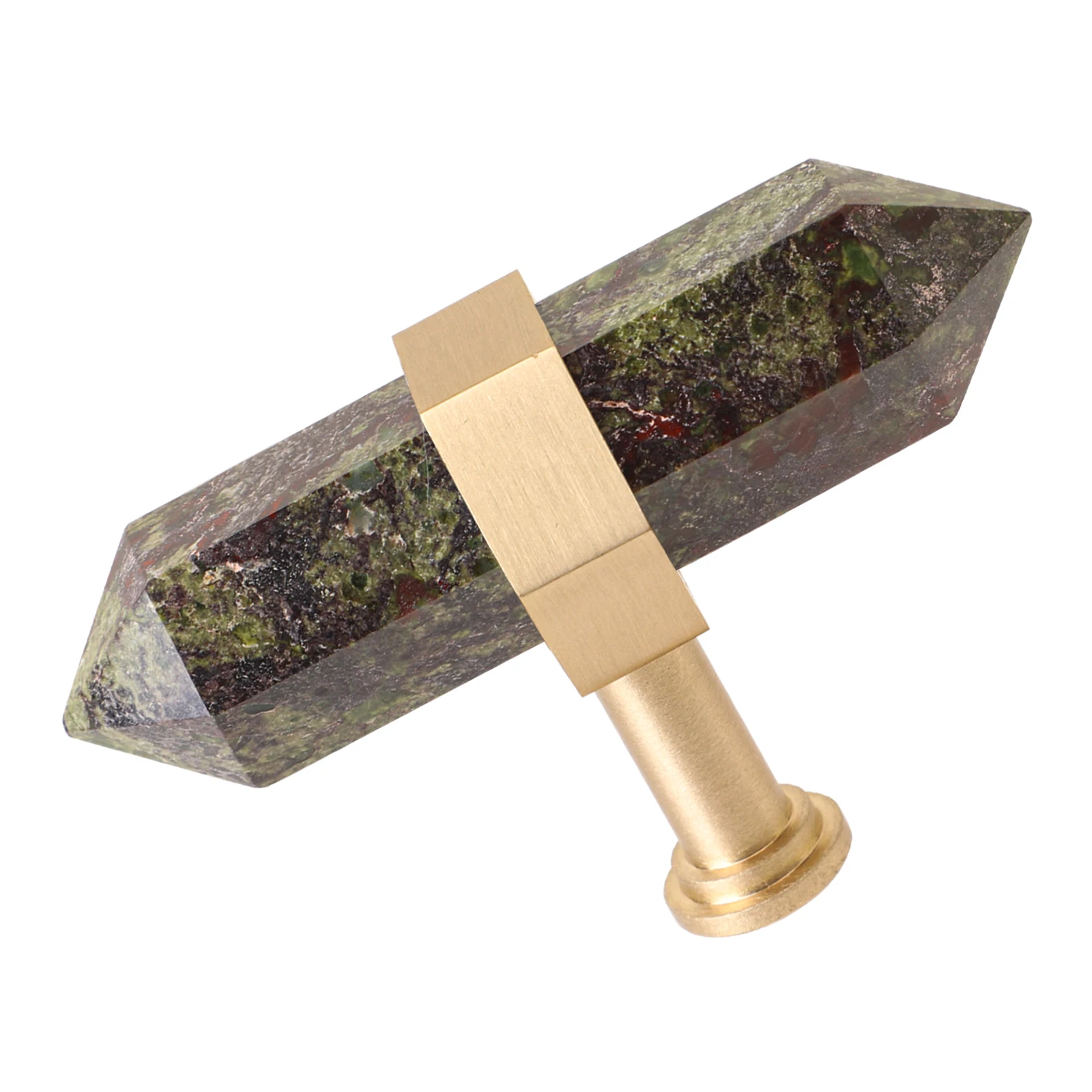 

TUMBEELLUWA 1Pc Dragon Bloodstone Double Points Drawer Knobs With Screws Cabinet Handle Pulls For Dresser Cupboard Kitchen Decor