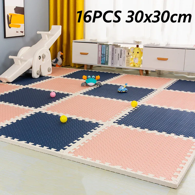 16PCS Tatames Floor Noise Mat Activities Mat for Baby Play Mats Thick 1.2cm Beautiful Crevice Playroom Mat Infant Mat Puzzle Mat