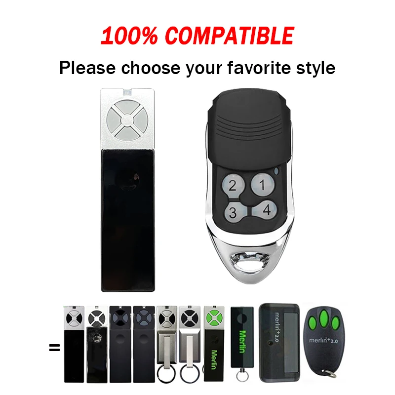 For TX2EV TX4EV TX2EVS TX4EVS TX2REV TX4REV TX4UNI TX4RUNI TX4UNIS Garage Door Remote Control 433MHz MERLIN E950M E940M E945M