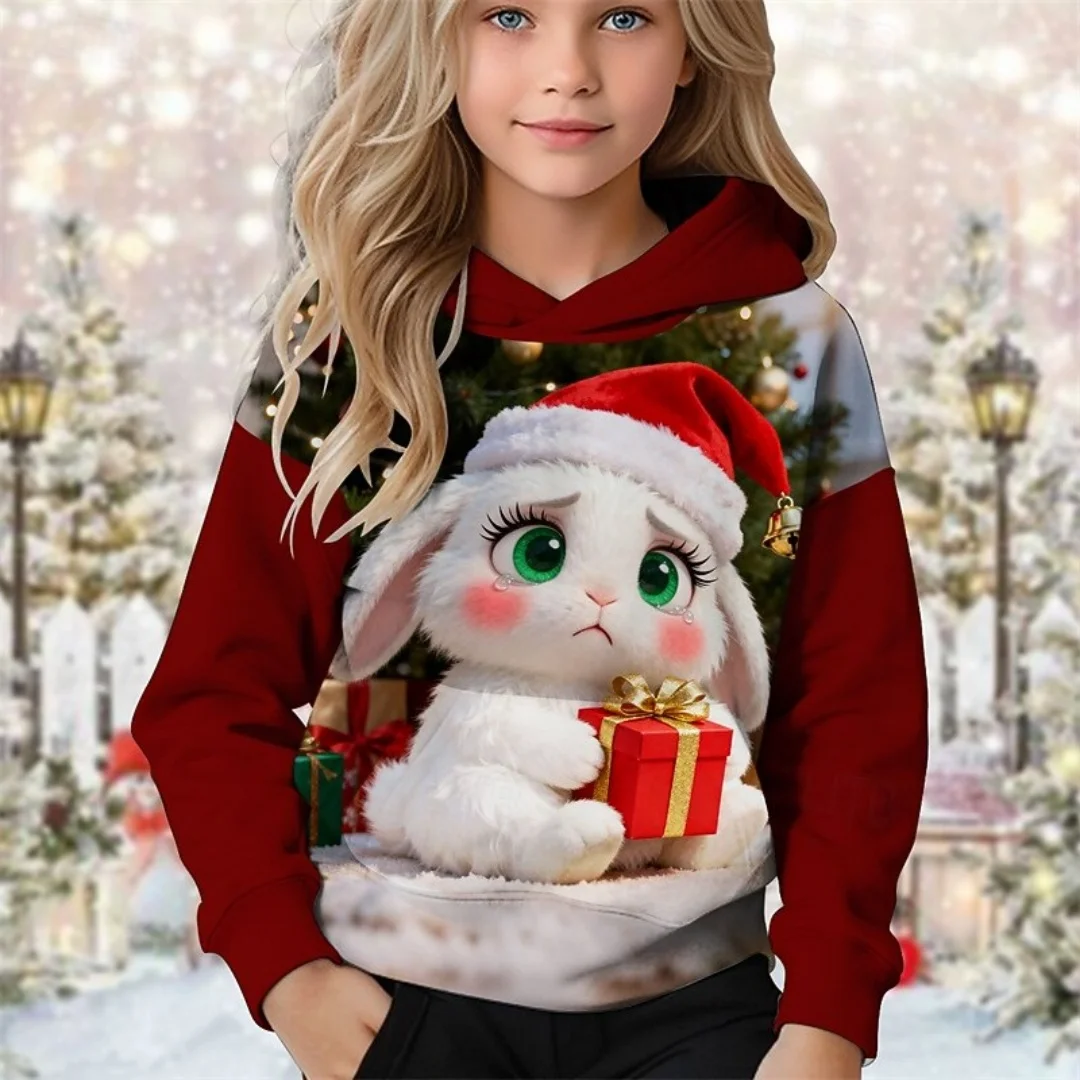 

Kids Clothes Casual Hoodie Santa Claus 3D Print Cartoon Cute Pullover Fashion Girls Clothing 10 to 14 Years Sweatshirt Pullover