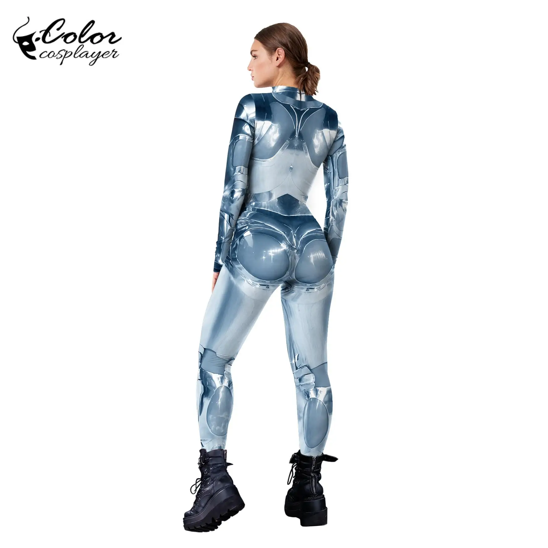 Kleur Cosplayer Film Cosplay Jumpsuit Anime Vermomming Kostuum Halloween Party Bodysuit Lange Mouw Catsuit Carnaval Zentai